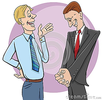 cartoon two lawyers or businessmen talking or negotiating Vector Illustration