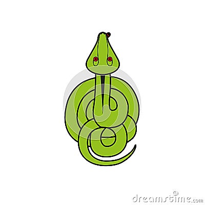 Cartoon illustration vector snake. reptile top view. Vector Illustration