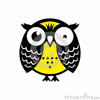 Cartoon illustration. Very tired owl Vector Illustration