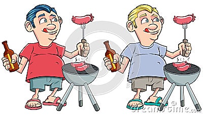 Cartoon illustrations of bbq character. Two colour variations included Vector Illustration