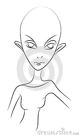 Cartoon image of alien girl Vector Illustration