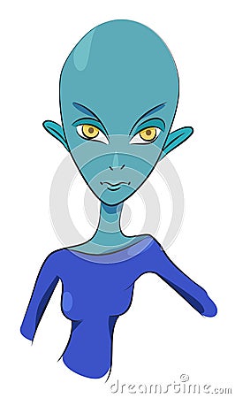 Cartoon image of alien girl Vector Illustration