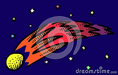 Cartoon image of Comet Vector Illustration