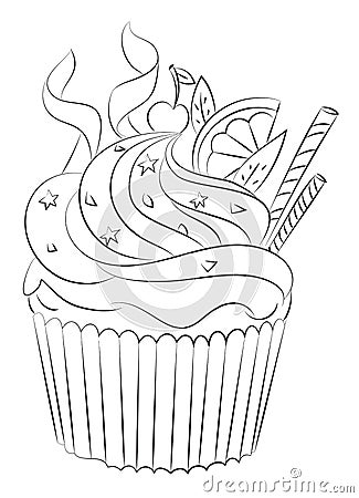 Cartoon image of cupcake Vector Illustration