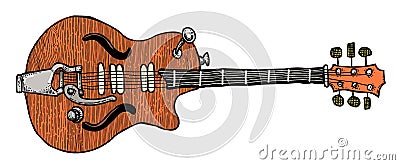 Cartoon image of electric guitar Vector Illustration