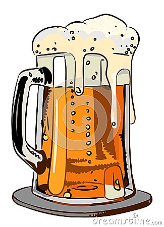 Cartoon image of foamy beer Vector Illustration