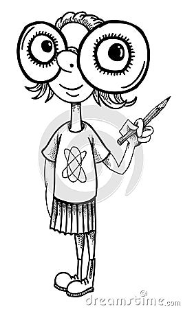 Cartoon image of geeky girl Vector Illustration