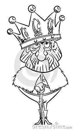 Cartoon image of king with huge crown Vector Illustration