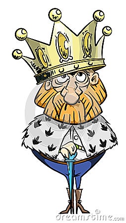 Cartoon image of king with huge crown Vector Illustration