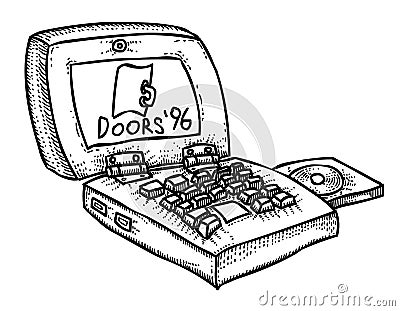 Cartoon image of laptop computer Vector Illustration