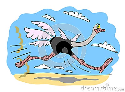 Cartoon image of ostrich Vector Illustration