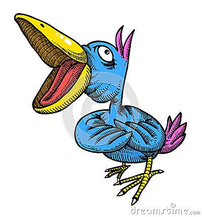 Cartoon image of singing bird Vector Illustration