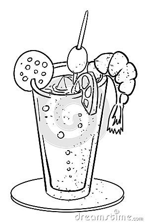 Cartoon image of weird cocktail Vector Illustration