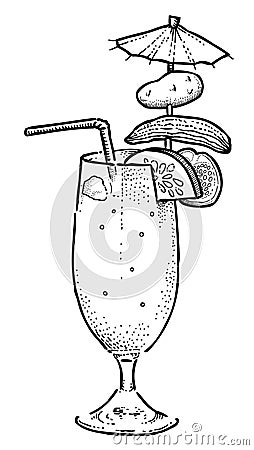 Cartoon image of weird cocktail Vector Illustration