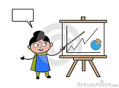 Cartoon Indian Lady with Presentation Baord Stock Photo