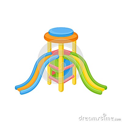 Cartoon inflatable slide concept. Childhood and fun. Vector Illustration