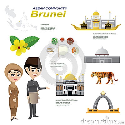 Cartoon infographic of brunei asean community. Stock Photo