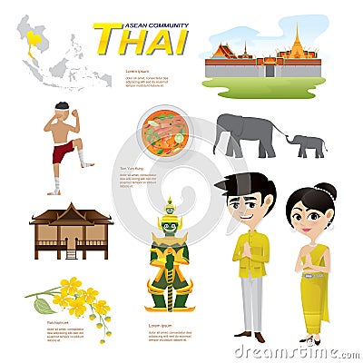 Cartoon infographic of thailand asean community. Vector Illustration