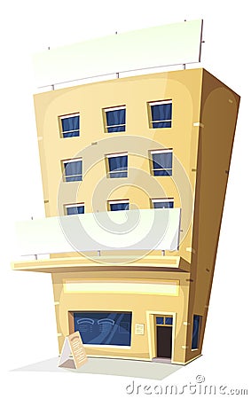 Cartoon Inn Restaurant Building Vector Illustration
