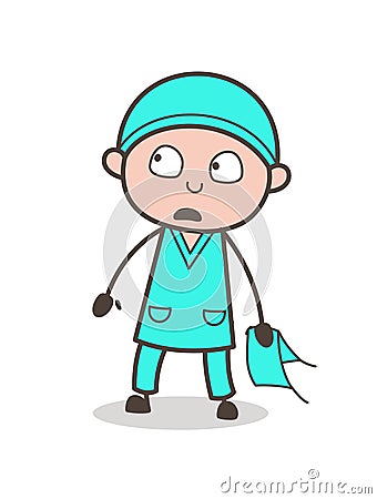 Cartoon Innocent Fearful Doctor Face Vector Illustration Stock Photo