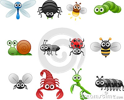 Cartoon insect set Vector Illustration