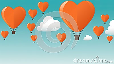 cartoon inspired air ballons made out of hearts, ai generated image Stock Photo