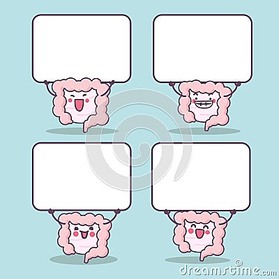 Cartoon intestine with blank billboard Vector Illustration