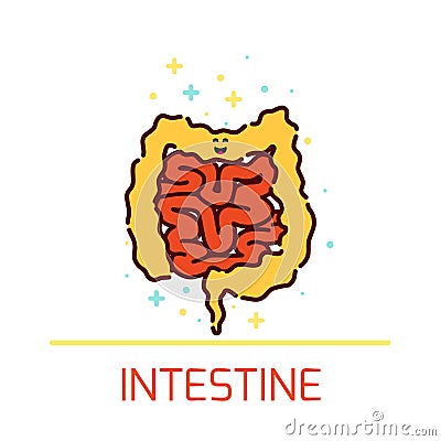 Cartoon intestine icon Cartoon Illustration