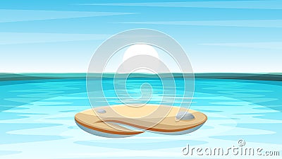 Cartoon island landscape illustration. Vector Illustration