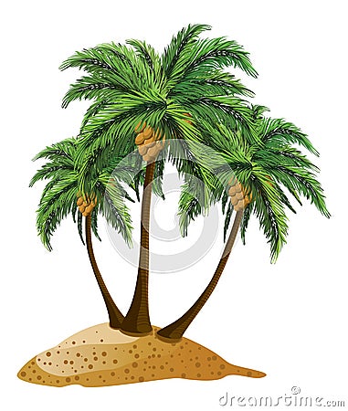 Cartoon island with palms Vector Illustration