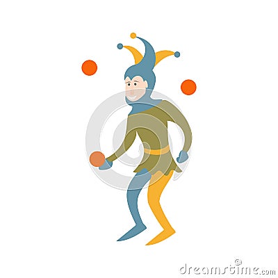 Cartoon jester on white background. Vector Illustration