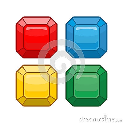 Cartoon jewelry. Set colored gemstones. Vector illustration Vector Illustration