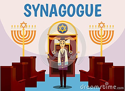 Jewish Synagogue Cartoon Background Vector Illustration