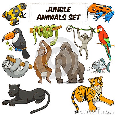 Cartoon jungle animals set vector Vector Illustration