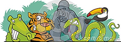 Cartoon Jungle wild animals design Cartoon Illustration