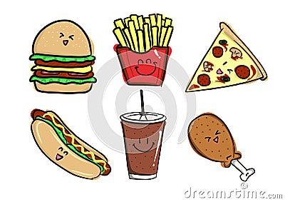 Junk food illustration fun kiddyâ€™s Stock Photo