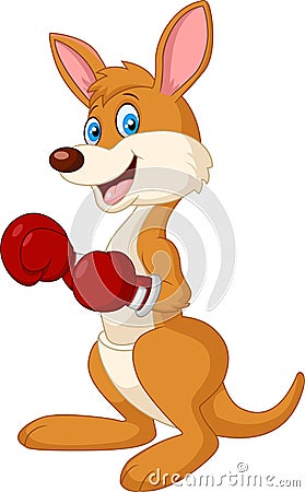 Cartoon Kangaroo boxing Vector Illustration