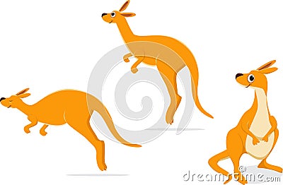 Cartoon kangaroo collection set. illustration Vector Illustration