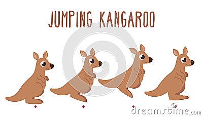 Cartoon kangaroo jumping Vector Illustration