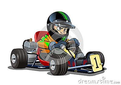 Cartoon kart racer isolated on white background Vector Illustration