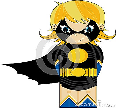 Cartoon Kid Evil Superhero Vector Illustration