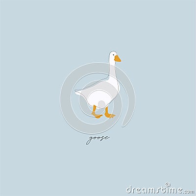 Cartoon kid vector illustration flat goose countryside bird poultry animal character Vector Illustration