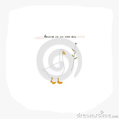 Cartoon kid vector illustration flat goose countryside bird poultry animal character Vector Illustration