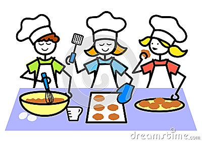 Cartoon Kids Baking Cookies/eps Vector Illustration