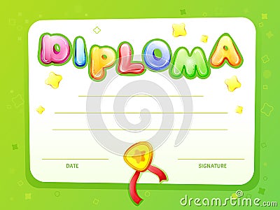 cartoon kids certificate diploma template Stock Photo