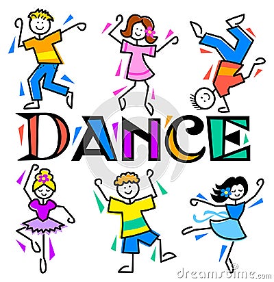 Cartoon Kids Dance/eps Vector Illustration