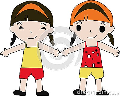 Cartoon kids jumping. Vector clip art illustration with simple gradients. Each on a separate layer. - Images vectorielles Vector Illustration