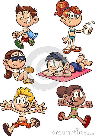 Cartoon kids ready for summer Vector Illustration