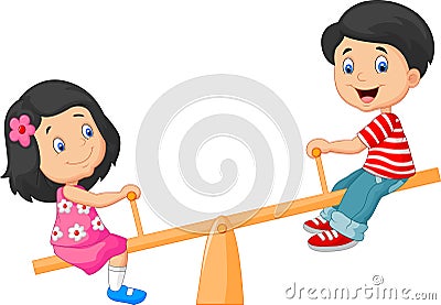 Cartoon Kids see saw Vector Illustration