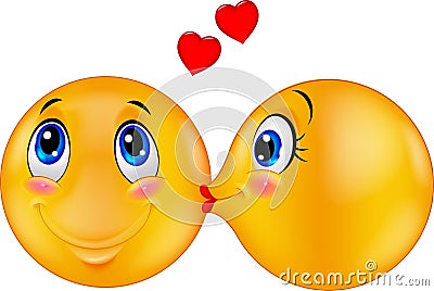 Cartoon Kissing emoticon Vector Illustration